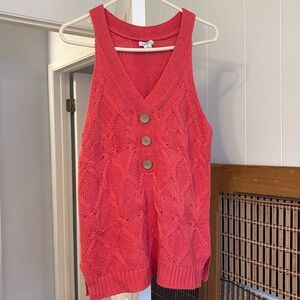 Sundance Catalog NWT Women’s Pink Crochet Sleeveless V Neck Sweater Size XL